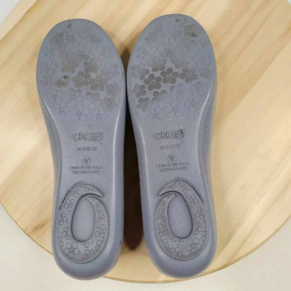 OKA B. Jelly Rubber Ballet Flats Heather Blue w/ Deco Geode Women US 8